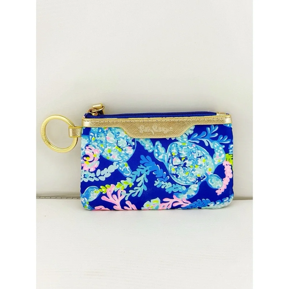 Lilly Pulitzer ID Case In Turtle Villa Print Keychain Wallet. Made In 2019